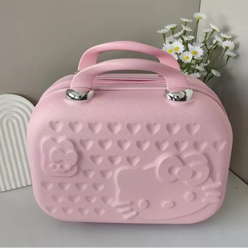 Hello Kitty Pink Heart Embossed Cosmetic Case - Picture 7 of 8
